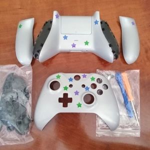 XBOX ONE Silver controller cover shell  multicolor stars handpainted New Custom